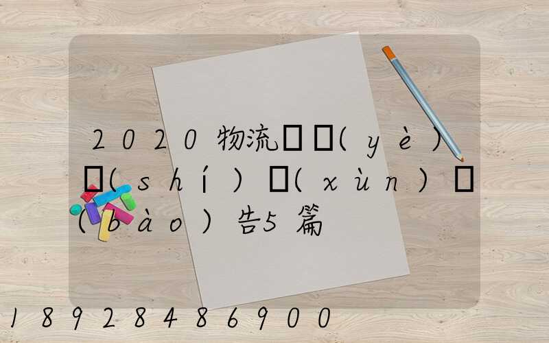 2020物流專業(yè)實(shí)訓(xùn)報(bào)告5篇