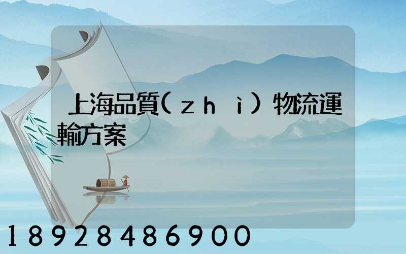 上海品質(zhì)物流運輸方案