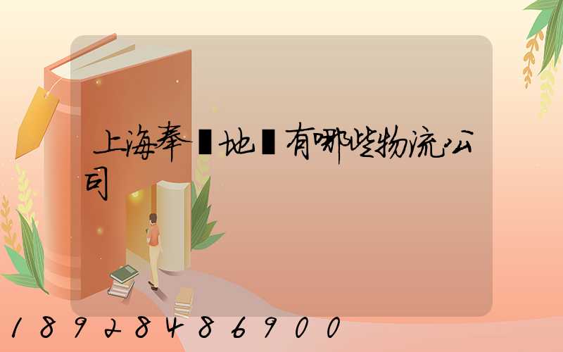 上海奉賢地區有哪些物流公司