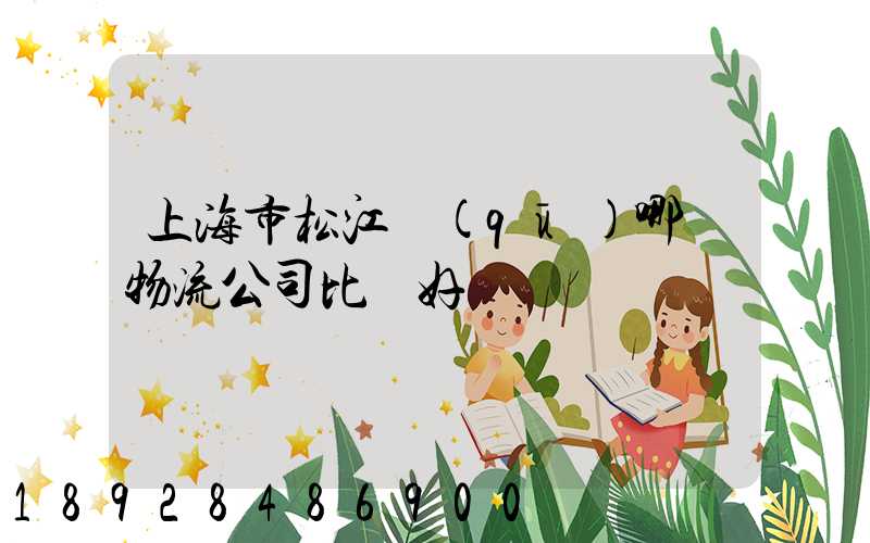 上海市松江區(qū)哪個物流公司比較好