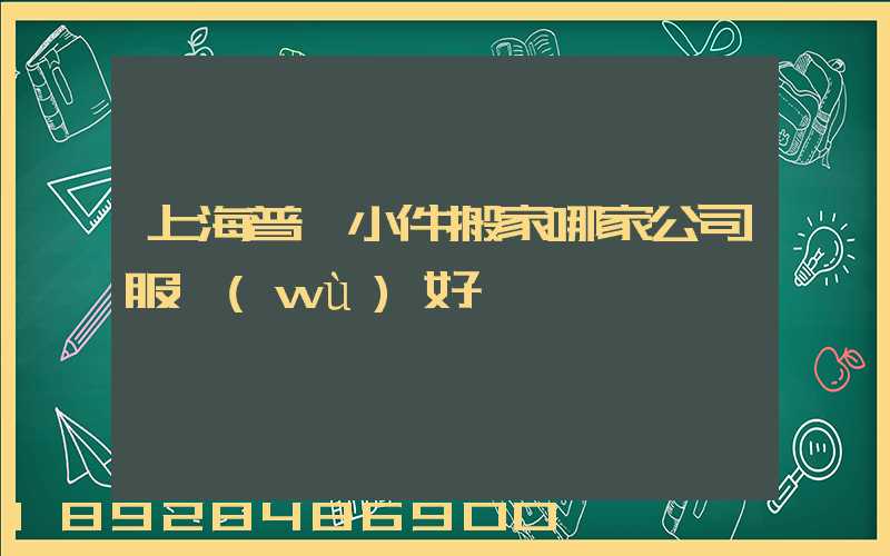 上海普陀小件搬家哪家公司服務(wù)好