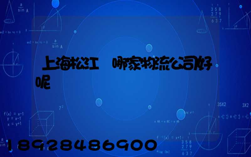 上海松江區哪家物流公司好呢
