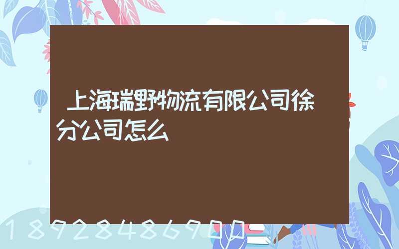 上海瑞野物流有限公司徐匯分公司怎么樣