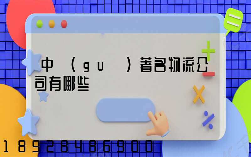 中國(guó)著名物流公司有哪些