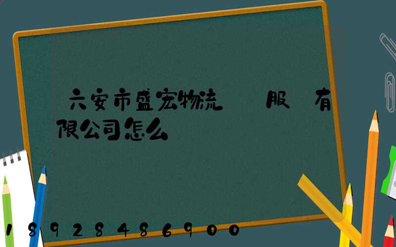 六安市盛宏物流運輸服務有限公司怎么樣