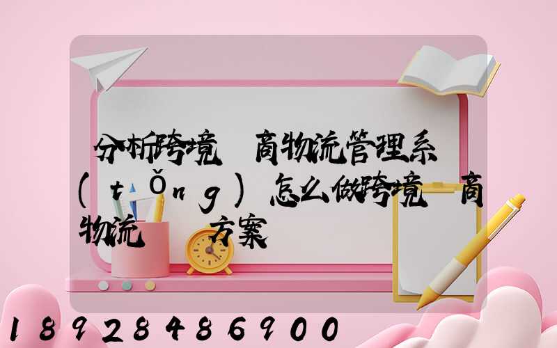 分析跨境電商物流管理系統(tǒng)怎么做跨境電商物流運營方案
