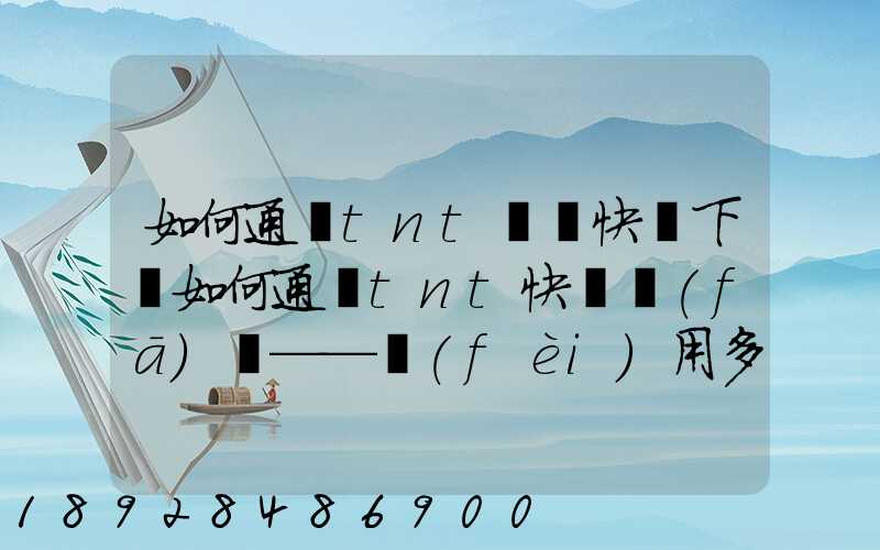 如何通過tnt國際快遞下單如何通過tnt快遞發(fā)貨——費(fèi)用多少