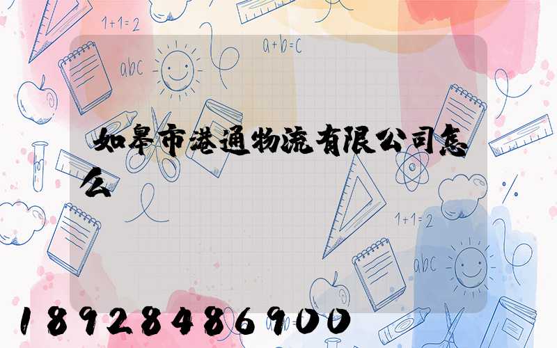 如皋市港通物流有限公司怎么樣