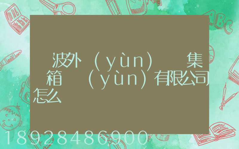 寧波外運(yùn)國際集裝箱貨運(yùn)有限公司怎么樣