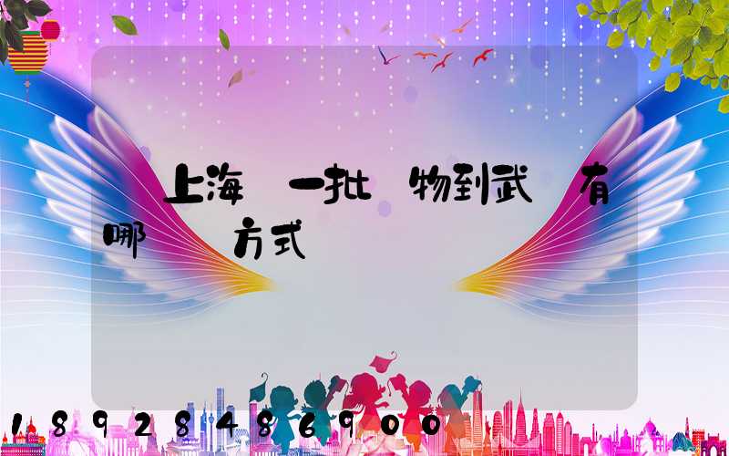 從上海運一批貨物到武漢有哪幾種方式