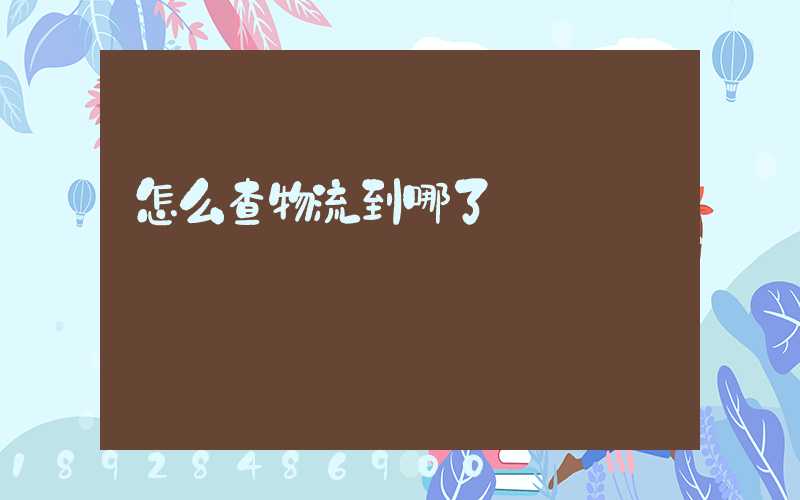 怎么查物流到哪了