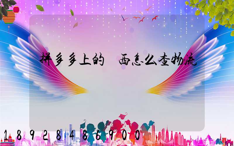 拼多多上的東西怎么查物流