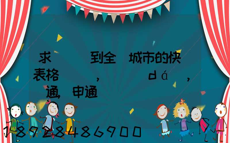 求張義烏到全國城市的快遞表格(順豐,韻達(dá),圓通,申通)