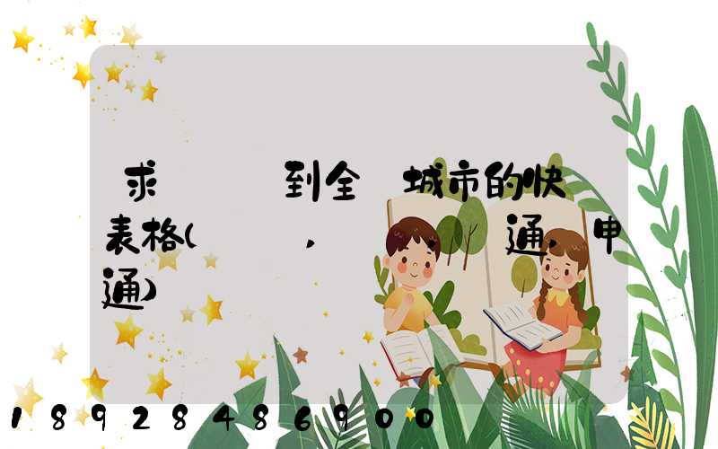 求張義烏到全國城市的快遞表格(順豐,韻達,圓通,申通)