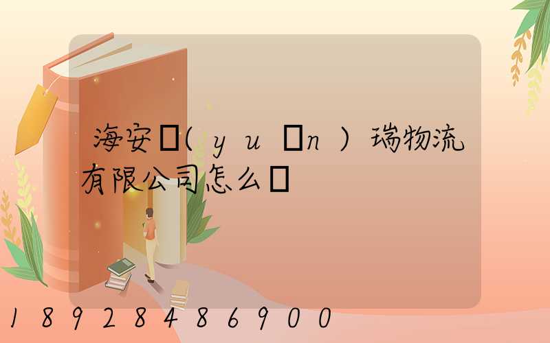 海安遠(yuǎn)瑞物流有限公司怎么樣