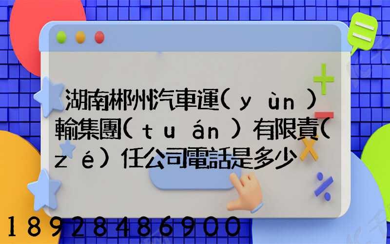 湖南郴州汽車運(yùn)輸集團(tuán)有限責(zé)任公司電話是多少