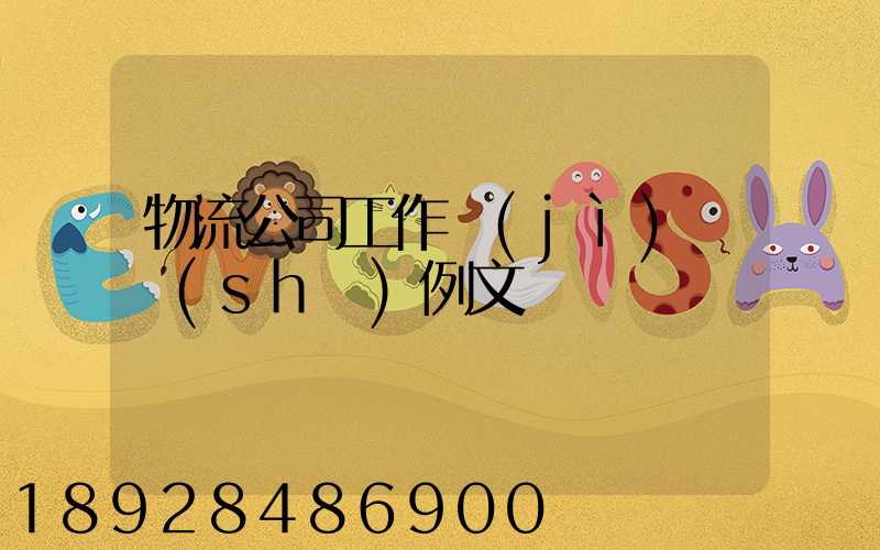 物流公司工作計(jì)劃書(shū)例文