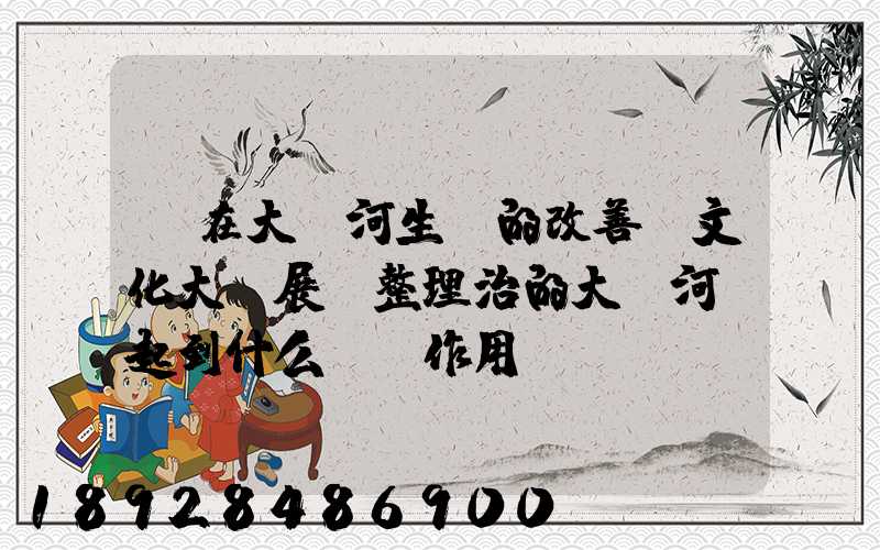 現在大運河生態的改善.文化大發展,整理治的大運河會起到什么積極作用...