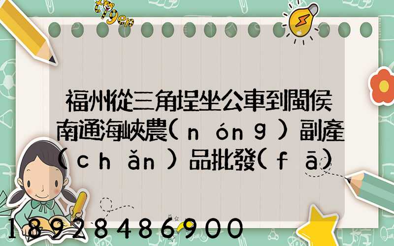 福州從三角埕坐公車到閩侯南通海峽農(nóng)副產(chǎn)品批發(fā)物流中心怎么走_(dá)百度...
