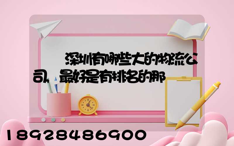 請問深圳有哪些大的物流公司,最好是有排名的那種