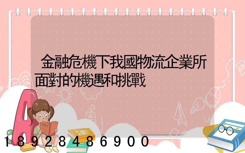 金融危機下我國物流企業所面對的機遇和挑戰
