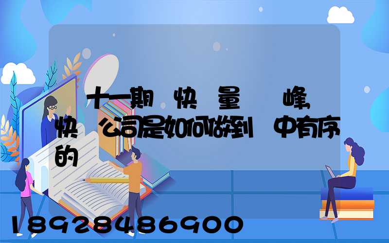 雙十一期間快遞量達頂峰,快遞公司是如何做到穩中有序的