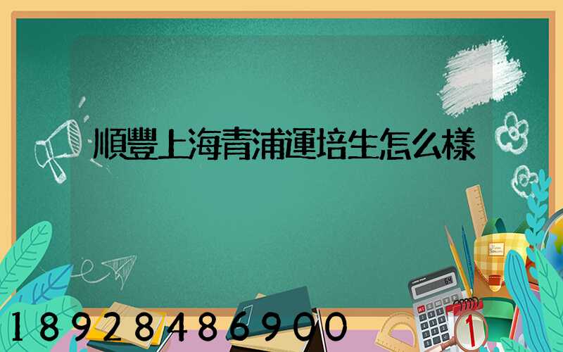 順豐上海青浦運培生怎么樣